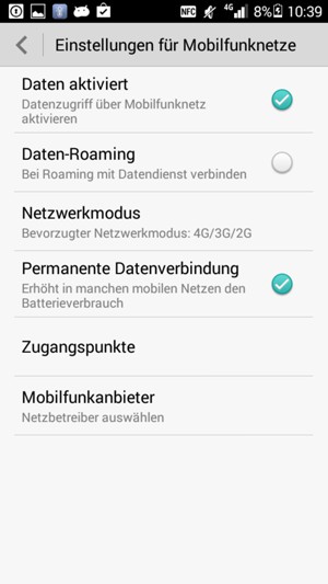 Um das Netzwerk zu wechseln, falls Probleme auftreten, wählen Sie Mobilfunkanbieter