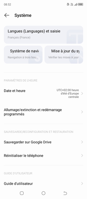 Sélectionnez Mise à jour du système