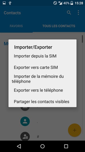 Sélectionnez Importer depuis la SIM