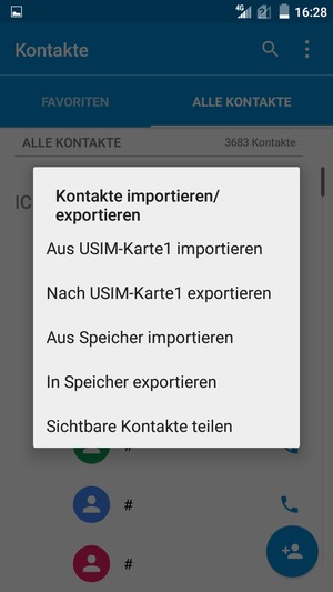 Wählen Sie Aus USIM-Karte importieren