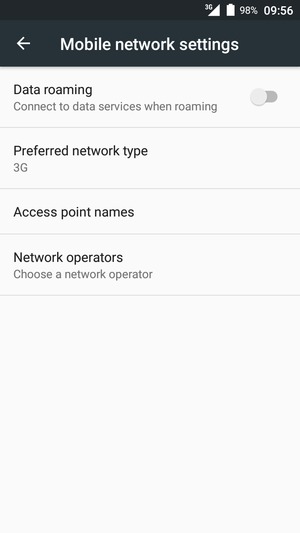 Select Preferred network type
