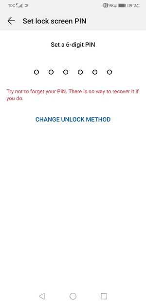 Select CHANGE UNLOCK METHOD