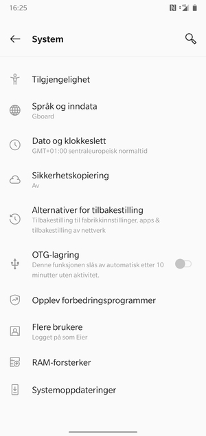 Velg Sikkerhetskopiering