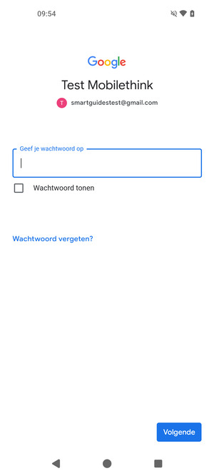 Voer uw wachtwoord in en selecteer Volgende
