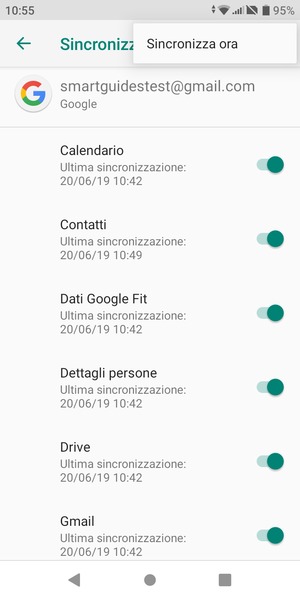 Seleziona Sincronizza ora