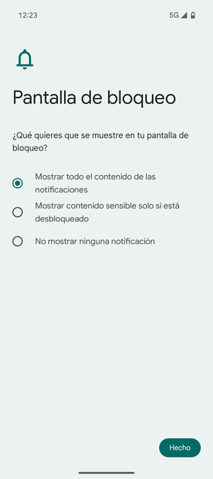 Seleccione la opción deseada y seleccione Hecho