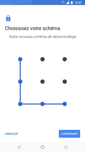 Dessinez de nouveau le schéma de déverrouillage et sélectionnez CONFIRMER