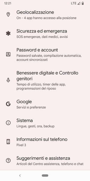 Scorri e seleziona Sistema