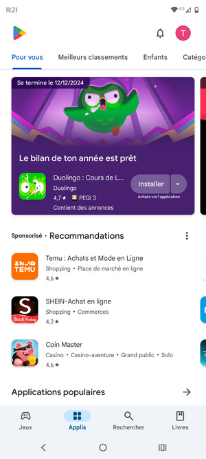Sélectionnez Rechercher