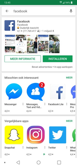 Selecteer de app