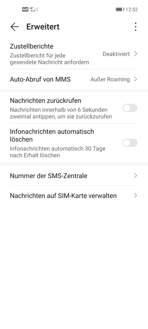 Wählen Sie Nummer der SMS-Zentrale