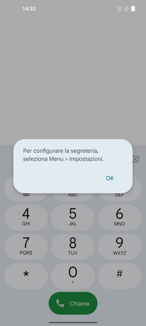 Se la segreteria telefonica non è configurata, seleziona OK