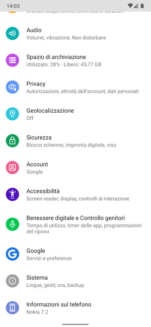 Scorri e seleziona Sistema