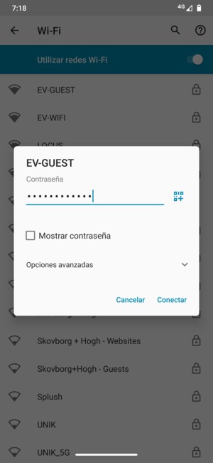 Introduzca la contraseña de Wi-Fi y seleccione Conectar