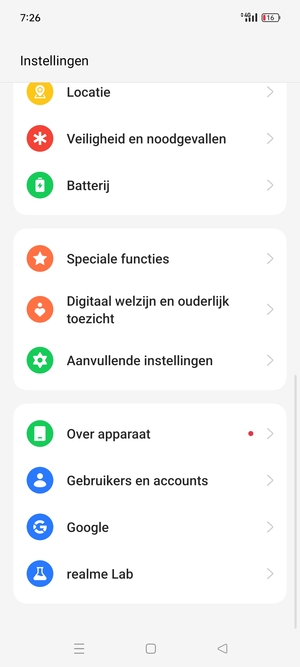 Scroll naar en selecteer Over apparaat