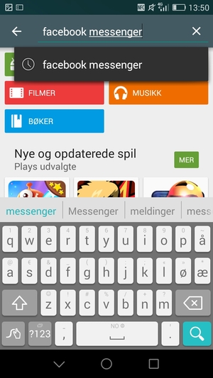 Skriv inn applikasjonsnavnet og velg Søk