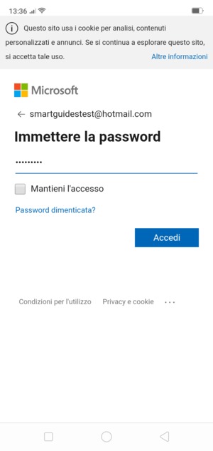 Inserisci la tua password e seleziona Accedi