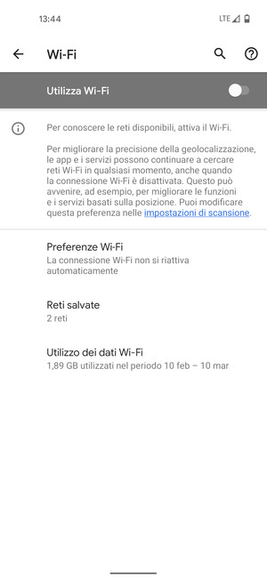 Attiva Utilizza Wi-Fi