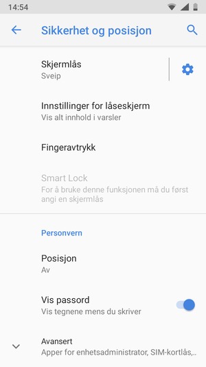 Bla til og velg Avansert