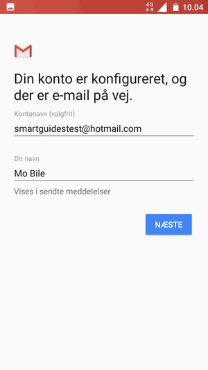 Giv din konto et navn og indtast dit navn. Vælg NÆSTE