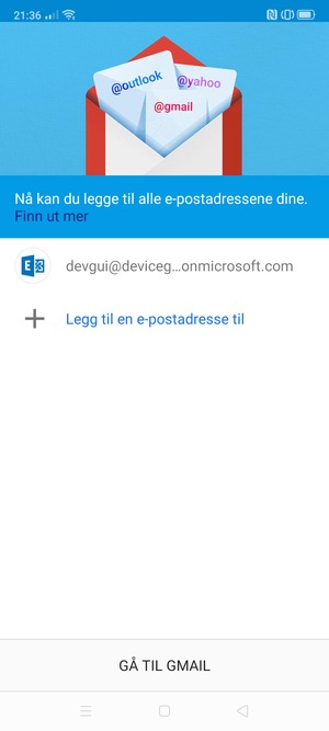 Velg GÅ TIL GMAIL