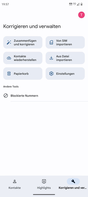 Wählen Sie Von SIM importieren
