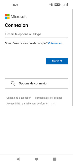 Saisissez votre adresse e-mail et sélectionnez Suivant