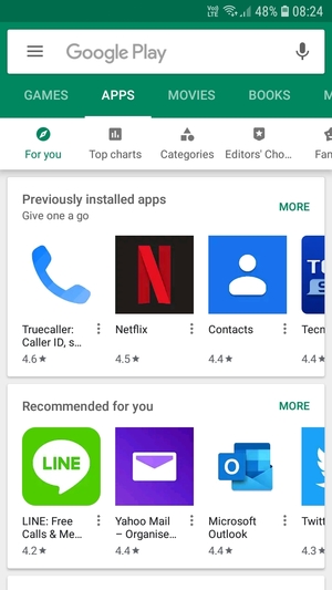 Sélectionnez la barre de Recherche