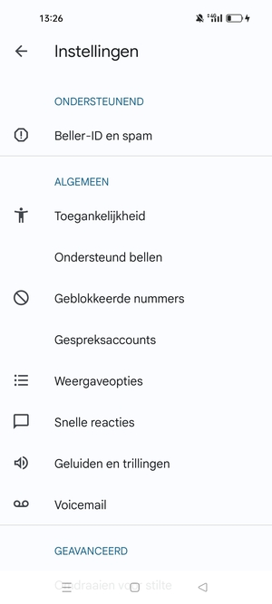 Scroll naar en selecteer Voicemail