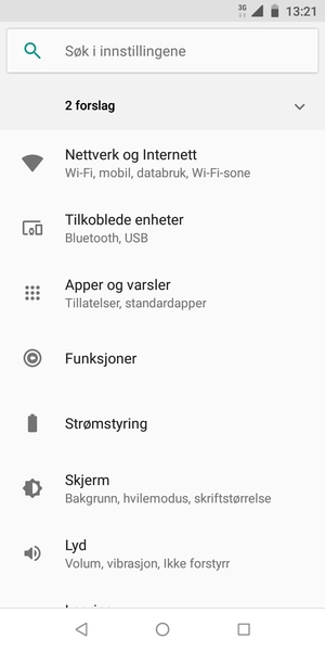 Velg Nettverk og Internett
