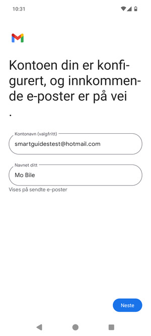 Gi kontoen din et navn, og skriv inn navnet ditt. Velg Neste