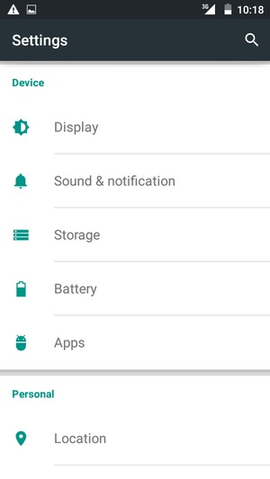 Scroll to and select Battery
