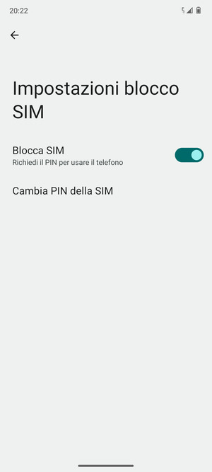 Seleziona  Cambia PIN della SIM
