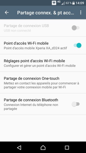 Votre téléphone est maintenant configuré pour être utilisé comme modem