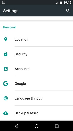 Return to the Settings menu and select Accounts