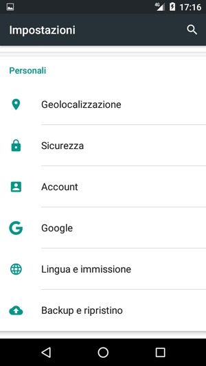 Torna al menu Impostazioni e seleziona Account