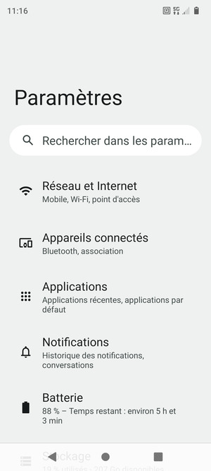 Sélectionnez Réseau et Internet