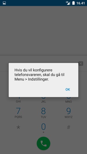 Hvis din telefonsvarer ikke er sat op, vælg OK