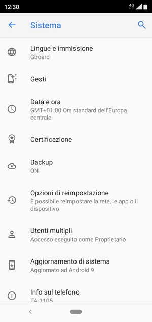 Seleziona Aggiornamento di sistema