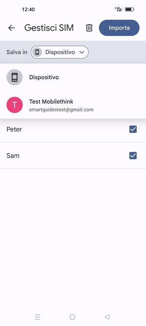 Seleziona il tuo account  Google
