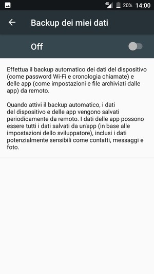 Attiva Backup dei miei dati
