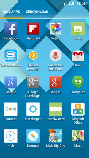 Scroll naar en selecteer Instellingen