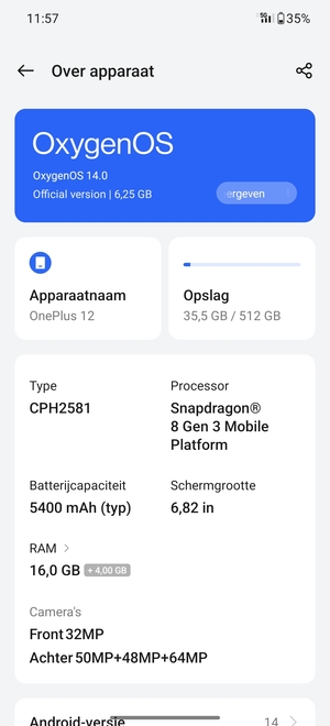 Selecteer OxygenOS