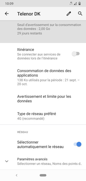 Sélectionnez Préférences avancées