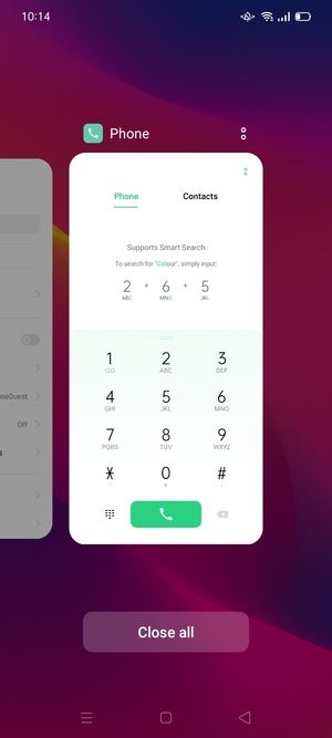 Select Close all to close all running apps
