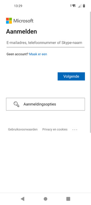Voer uw e-mailadres in en selecteer Volgende