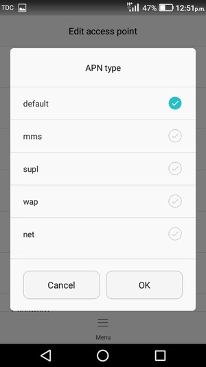 Check the default checkbox and select OK