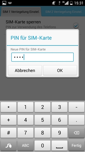 Geben Sie Ihre Neue PIN für SIM-Karte ein und wählen Sie OK