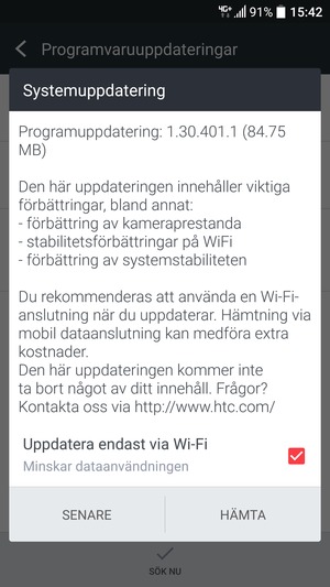 Om din telefon inte är uppdaterad, välj HÄMTA