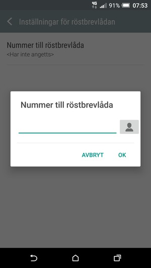 Ange numret för röstbrevlådan och välj OK